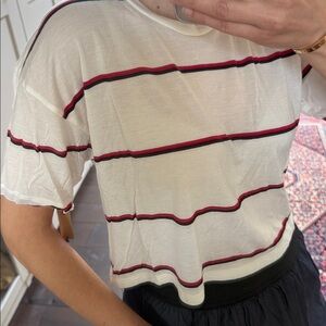 Striped White and Red Women's Top
